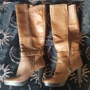 Brown leather boots
